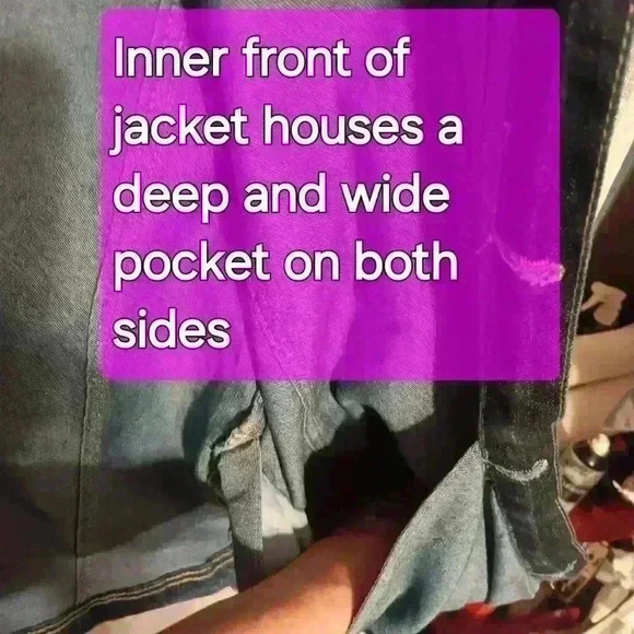 Women's Juniors XL GS 115 Acid Wash Distressed Patchwork Button Down Jean Jacket - Picture 13 of 16